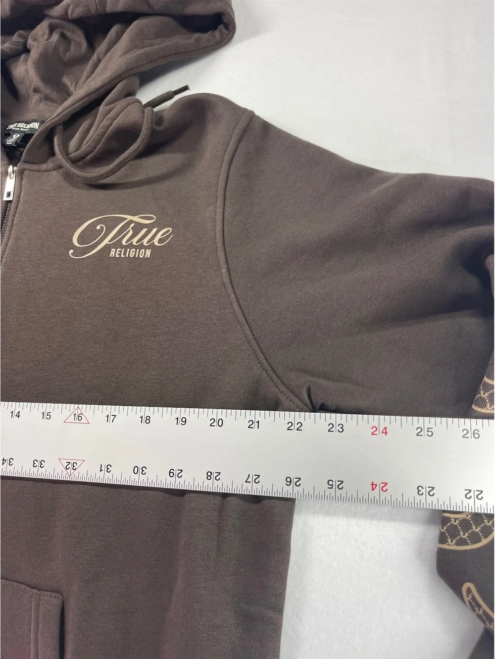 True Religion Filled HS Zip Hoodie Java Brown Large